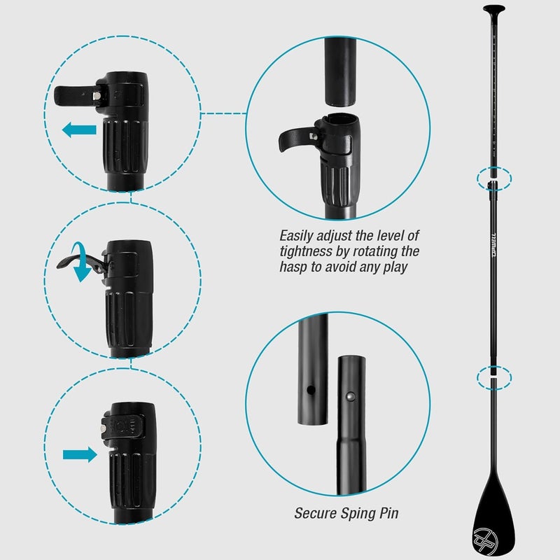 UPWELL SUP Paddle Adjustable Stand Up Paddle for Paddleboard, 3 Piece Aluminum Alloy Shaft with Reinforced Fiberglass Blade - Image 3